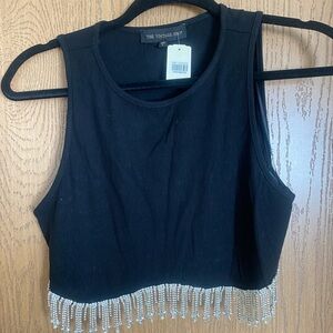 The Vintage Shop Black Embellished Crop Top